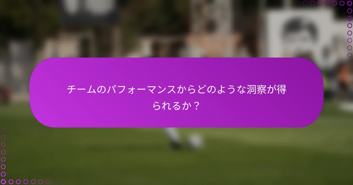 チームのパフォーマンスからどのような洞察が得られるか？