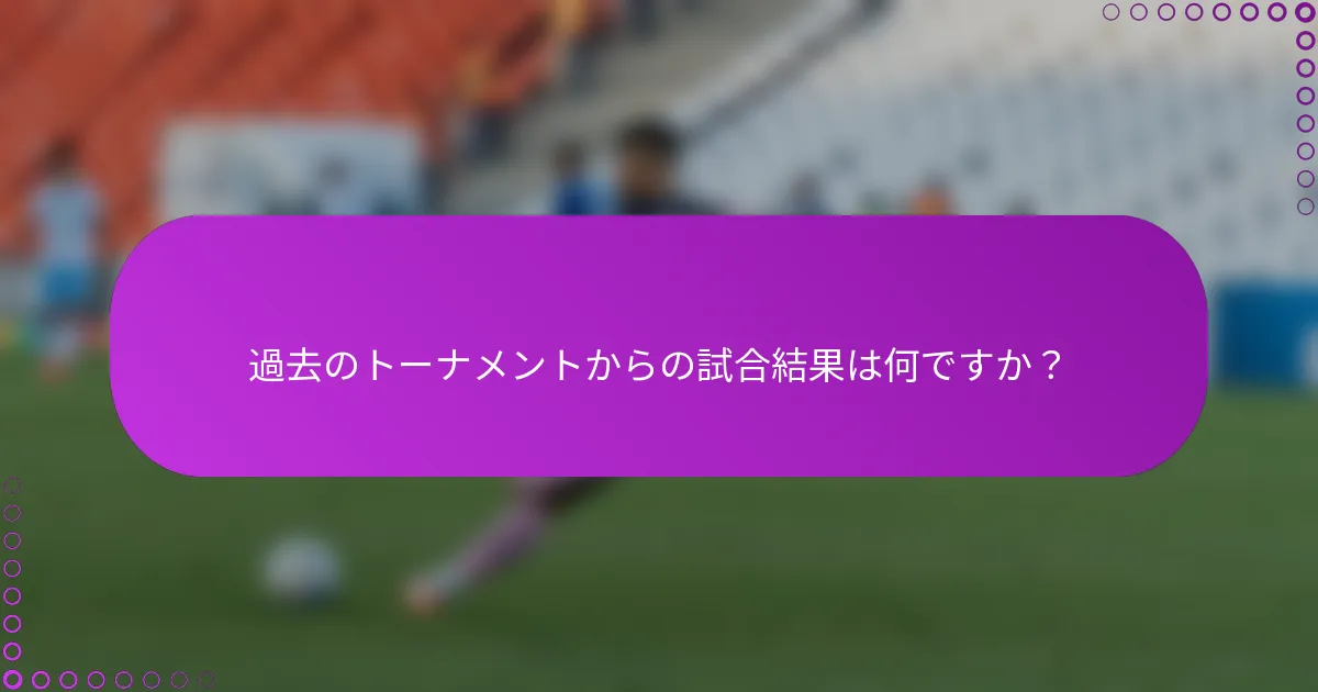 過去のトーナメントからの試合結果は何ですか？