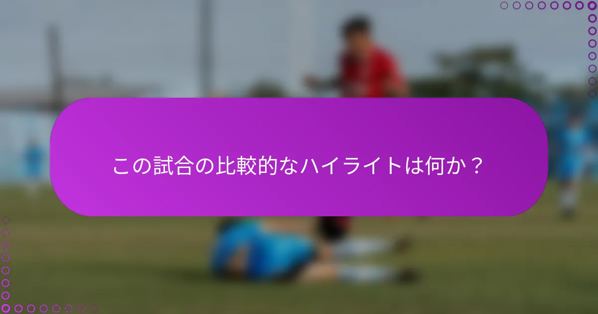 この試合の比較的なハイライトは何か？
