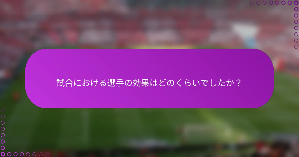 試合における選手の効果はどのくらいでしたか？